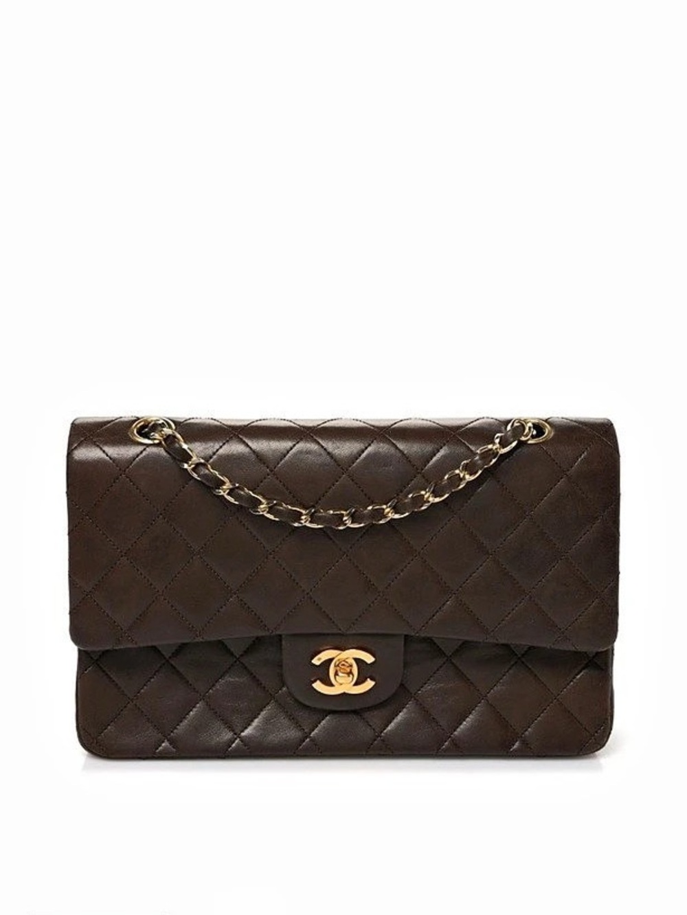Chanel Vintage Medium Classic Double Flap Bag Shoulder Bag in Brown